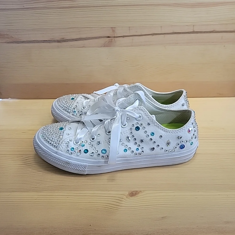 Crystal embellished converse shoes Youth size 3